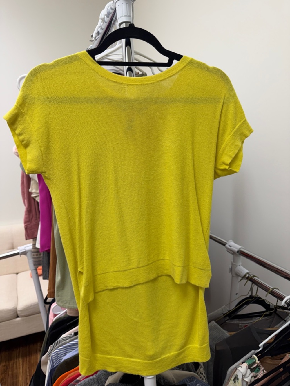 BCBGMaxAzria Vibrant Yellow Short-Sleeve Knit Top